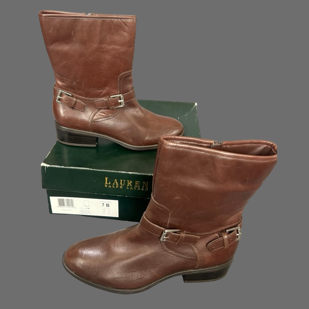 Ralph Lauren Lauren New Mesi Brown Ankle Boots with Timeless Elegance